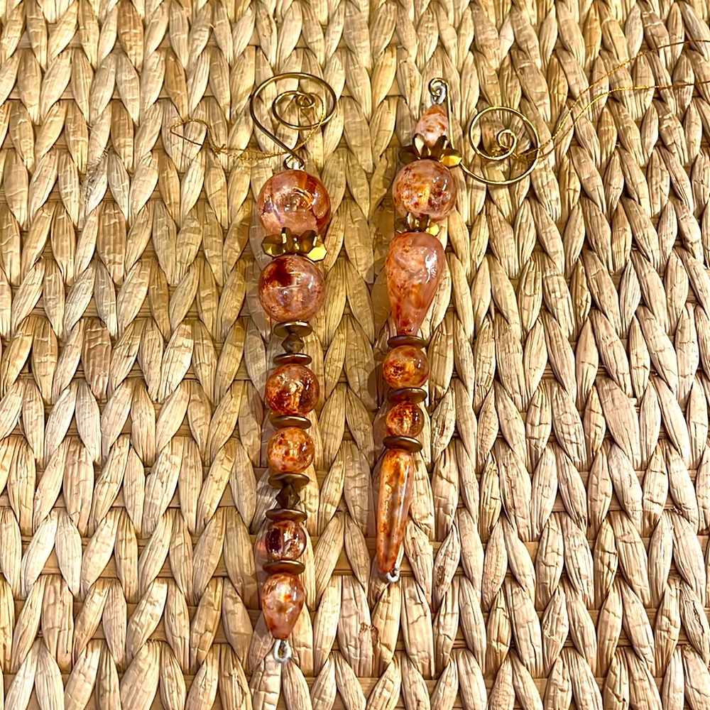 Amber Acrylic “Icicle” ornaments with wire hangers